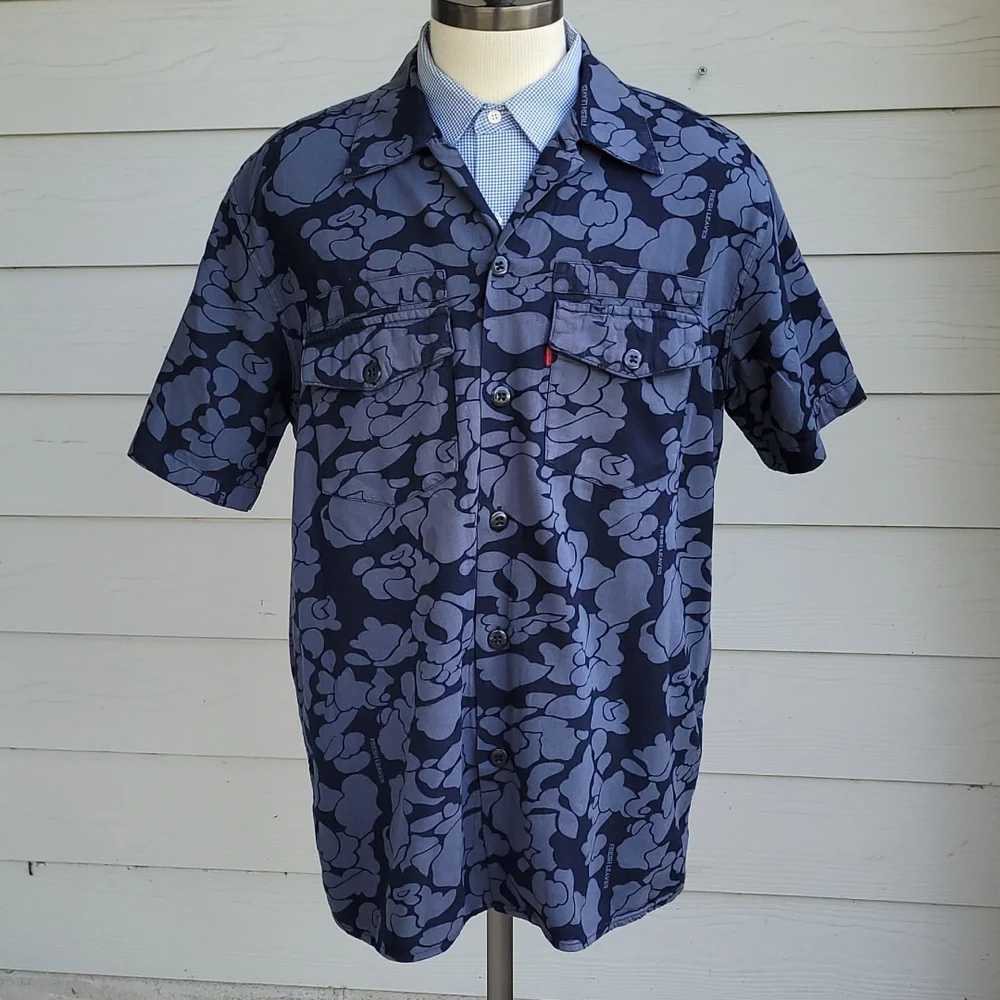 LEVIS x Justin Timberlake Fresh Leaves Floral Sz L Short‎ Sleeve Hawaiian Shirt